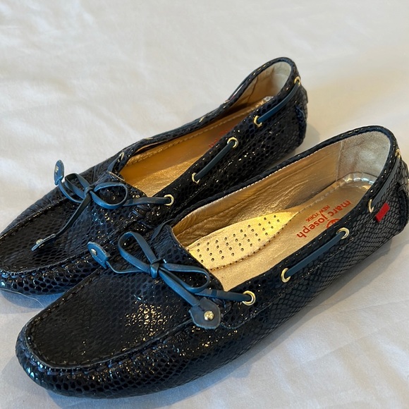 Shoes | Navy Snakeskin Driving Shoes 